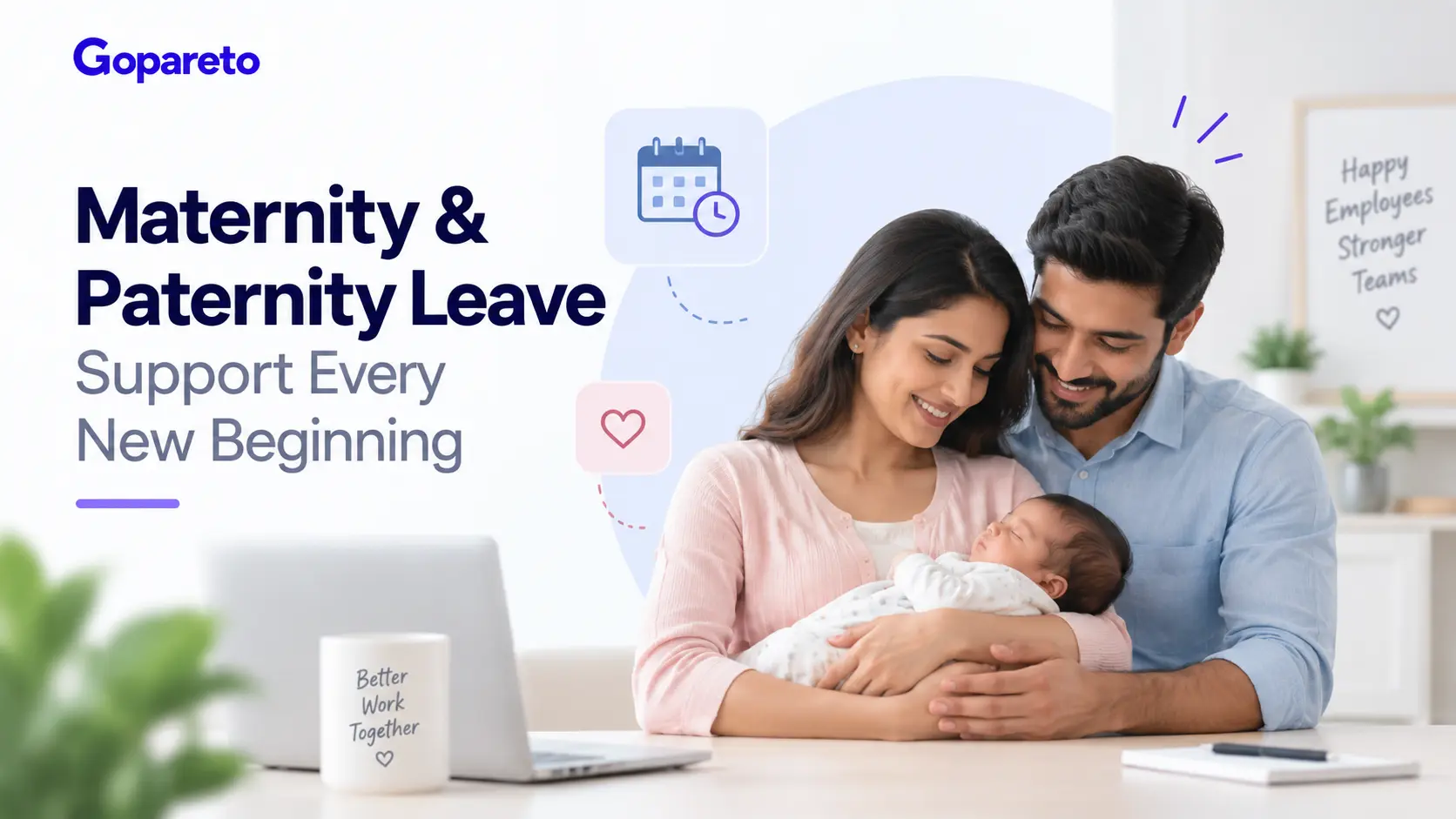How to handle maternity and paternity leave correctly: professional HR infographic showing diverse families, leave policies, and compliance documentation for inclusive parental leave management